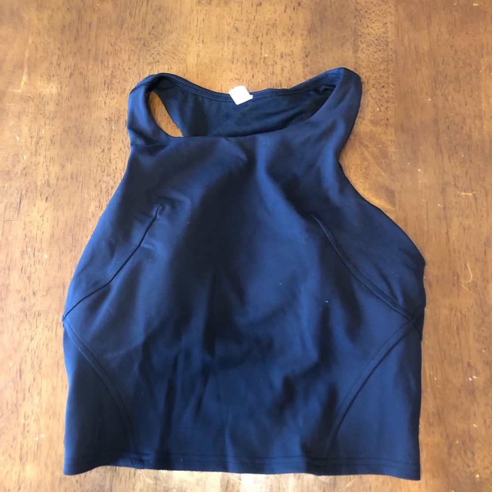 Black Lululemon cropped tank top.